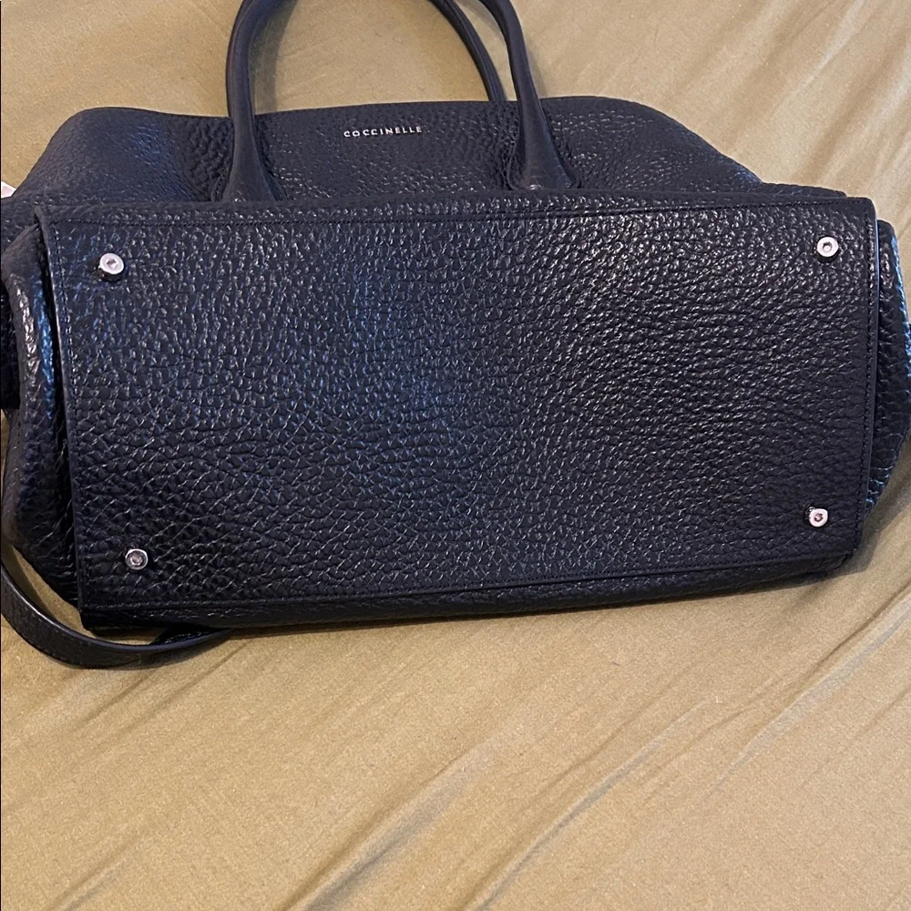 Coccinelle Black Pebbled Leather Satchel Bag – Italian Leather Crossbody
